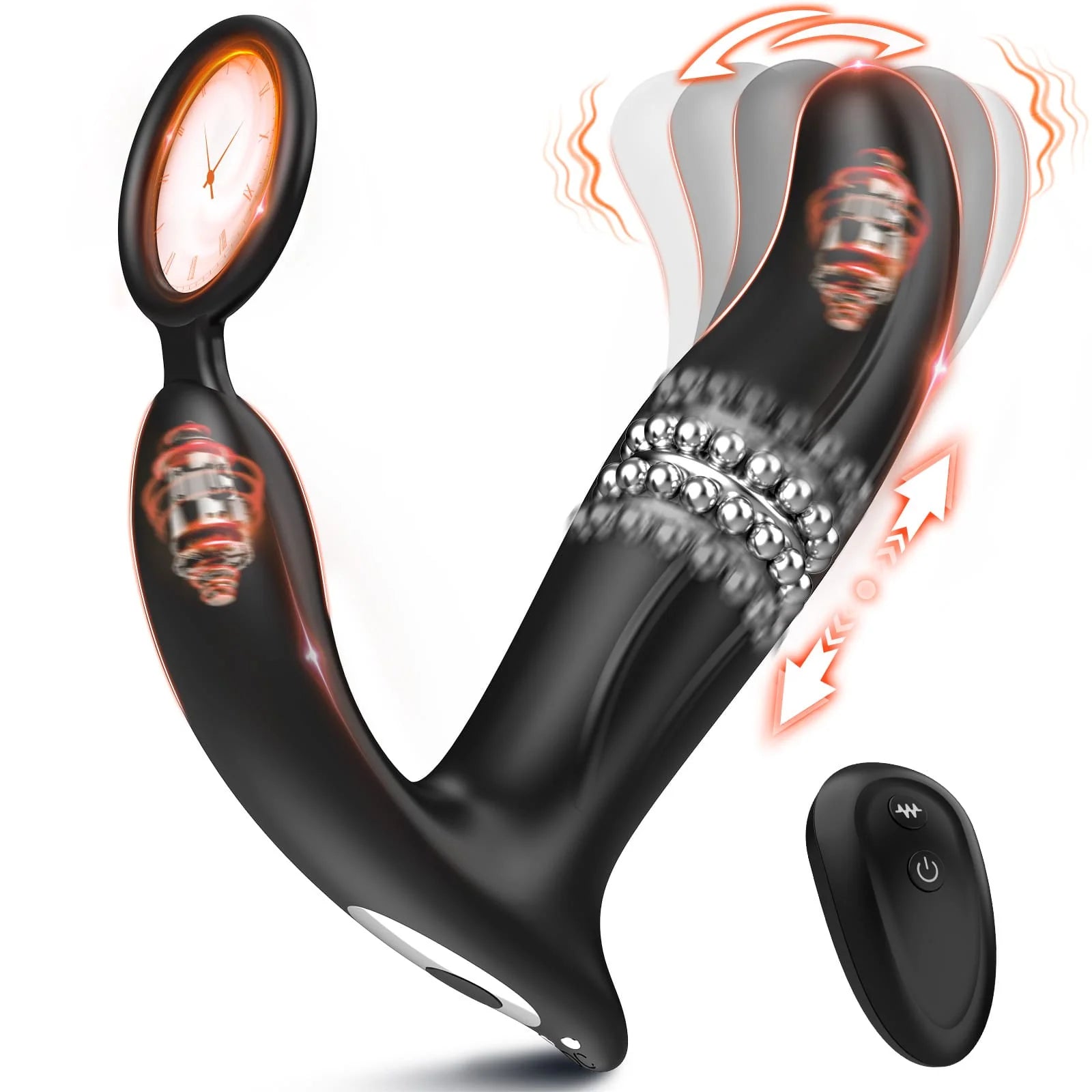 SBD 5 in 1 Thrusting & Vibrating Anal Vibrator Butt Plug with Cock Rin -  Lusty Time