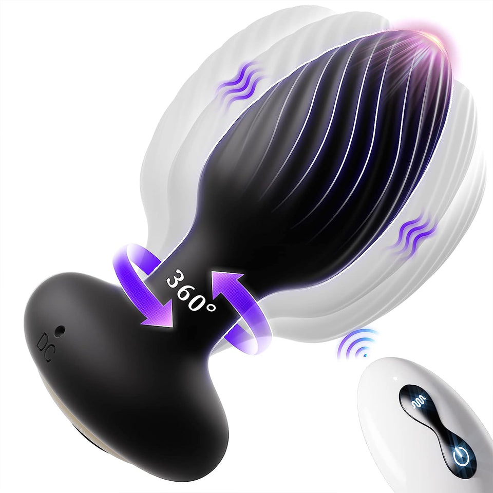 360 Rotation Vibrating & 7 Speeds Remote Control Butt Plug Vibrator
