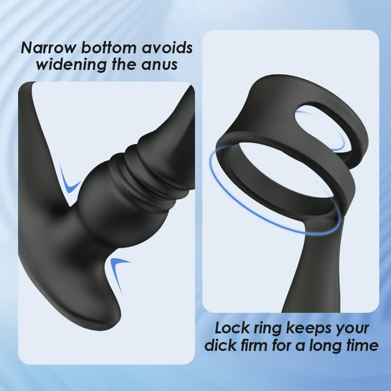 Ellis-7 Thrusting & Vibrating Drill Spirals Double Cock Rings Prostate Massager