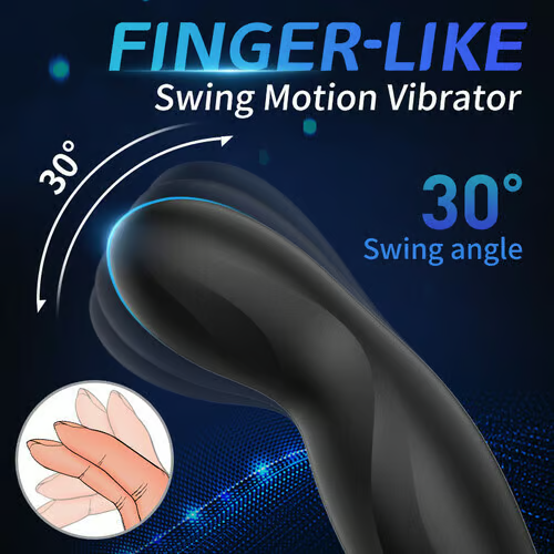 Finger-like Wiggle 9 Swing Vibrating Prostate Massager with Double Cock Ring