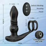 Ellis-7 Thrusting & Vibrating Drill Spirals Double Cock Rings Prostate Massager