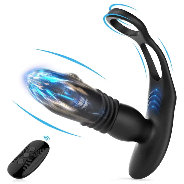 Exquisite 3-Thrusting & 12-Vibrating Cock Rings Prostate Massager