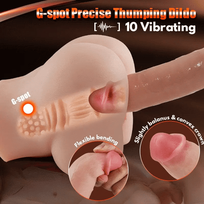 Dva Fully Foreskin 10 Vibrations 7 Adjustable Frequencies Dildo with Suction Cup Base 7.36 Inches
