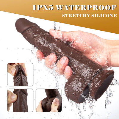 Black Warrior 8.7-Inch Remote Control 3-Speed 9-Frequency 3 functions Dildo in Dark Brown