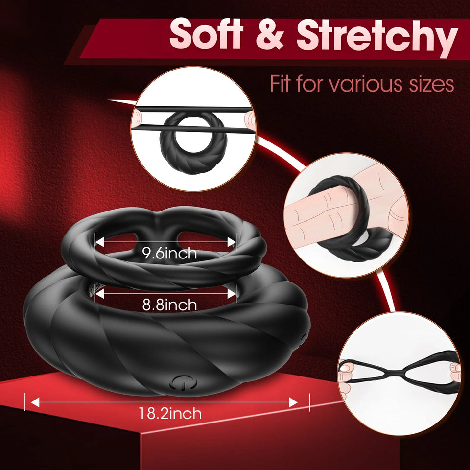 Double Penis Ring Vibrator Cock Ring with 10 Vibration Modes