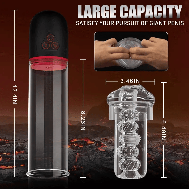 S-HAND 9 Vibrating 9 Sucking Transparent Male Masturbation Cup Penis Enlargement Pump
