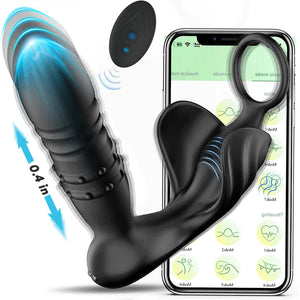 Samurai - Beads 9 Thrusting Remote Control Anal Vibrator With Cock Ring