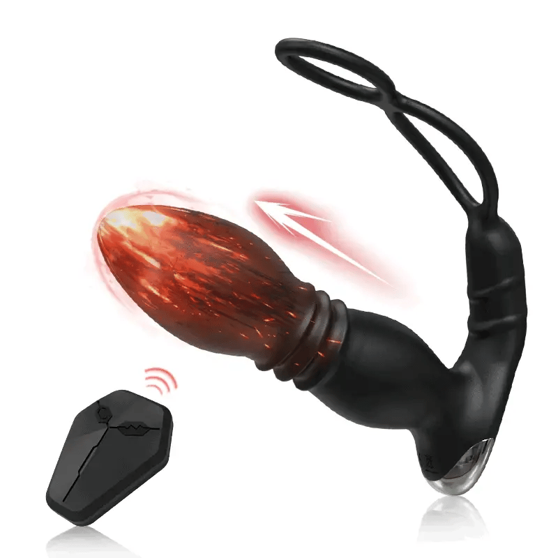 Lustytime 2 In 1 8 Thrusting 8 Vibration Cock Ring Anal Vibrator - Lusty Time