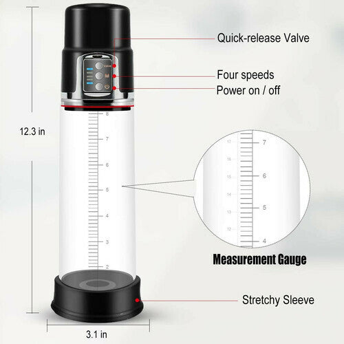 Automatic Transparent 4 Suction Male Penis Pump - Lusty Time