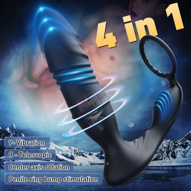 Murphy-APP/Controller & 9-Telescopic / Vibration & Penis Ring Locking Prostate Massager - Lusty Time