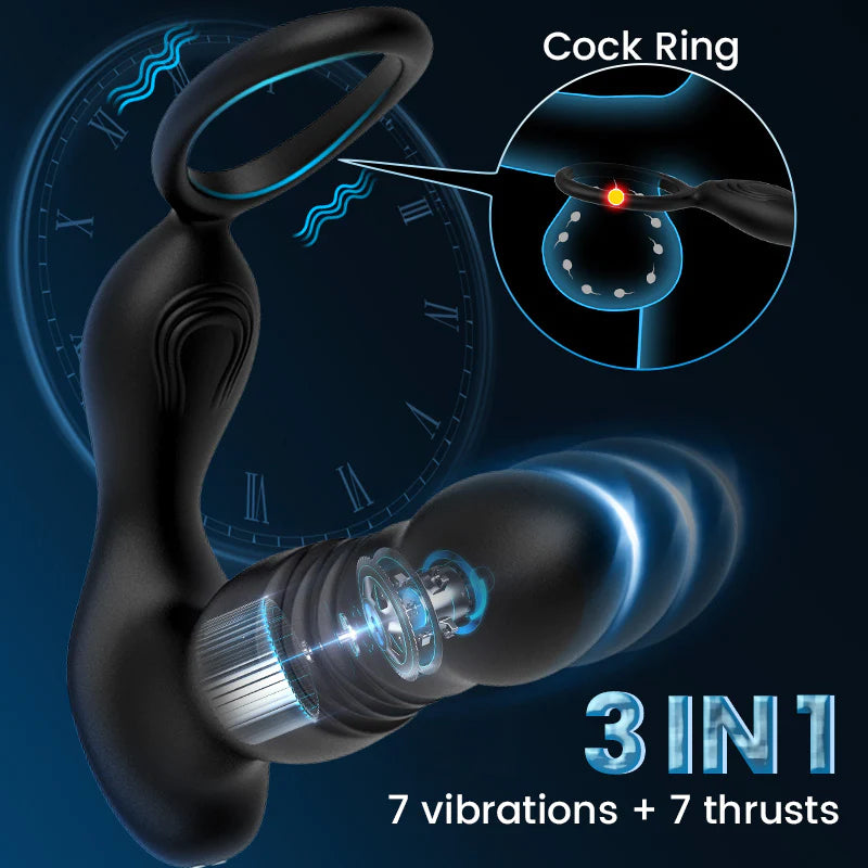 GURIN 7 Vibrations & 7 Thrusts Cock Ring Prostate Massager