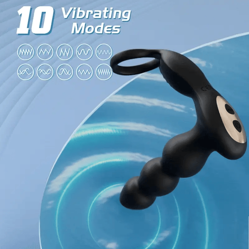 Torne 3 Progressive Beads Low Noise 10 Vibrating Prostate Massager Butt Plug with Cock Ring