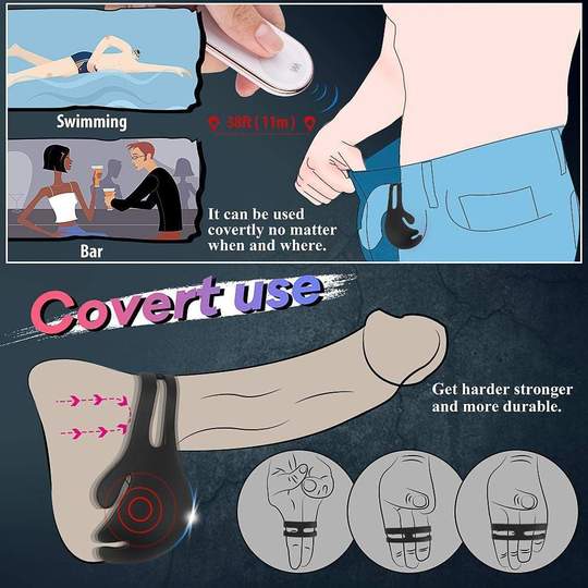 1.29-Inch 9-Speed Vibrating Penis Ring with Testicles Teaser - Lusty Time