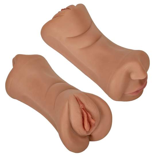 7.4-Inch 3 in 1 Tanned Lifelike Mouth Pussy Anus Pocket Pussy - Lusty Time