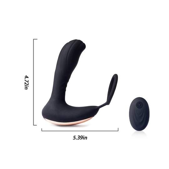 Remote Control 7-Frequency Vibration Prostate Stimulator with Penis Ring - Lusty Time