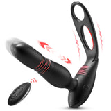 Alston Low Noise 10 Thrusting & Vibrating Double Cock Rings Silicone Prostate Massager
