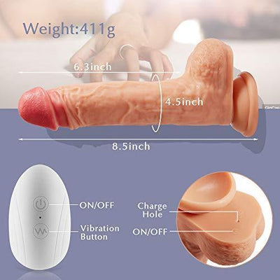 8.5-Inch 8 Mode Vibrating Thrusting Rotating Heating Remote Control Realistic Dildo - Lusty Time
