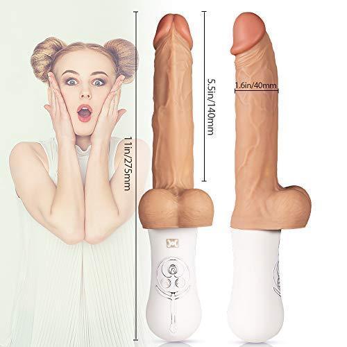 11-Inch 10 Vibrating 6 Telescoping Rotating Lifelike Silicone Realistic Dildo - Lusty Time
