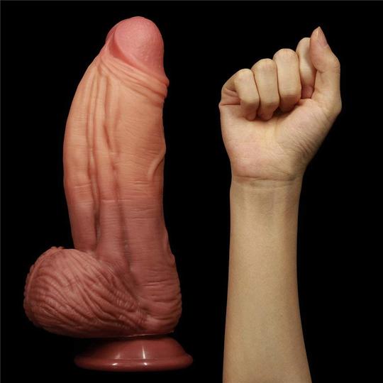 10 INCH DUAL-LAYERED SILICONE NATURE HUGE DILDO - Lusty Time