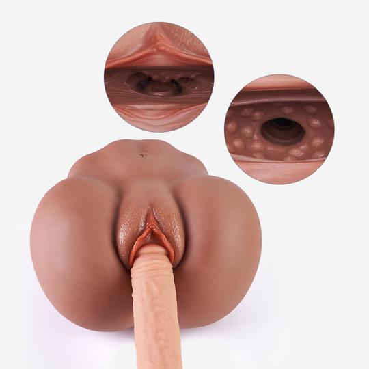 6.23lb Mariane Browned Caramel Sexpot Dual-Tunnel Realistic Anal Clitoris Male Masturbator - Lusty Time