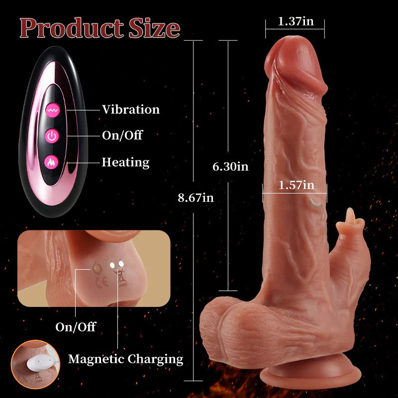 Ferrill 9 Vibrating Tongue Licking 3 Thrusting & Swinging Heating 8.67 Inch Realistic Dildo