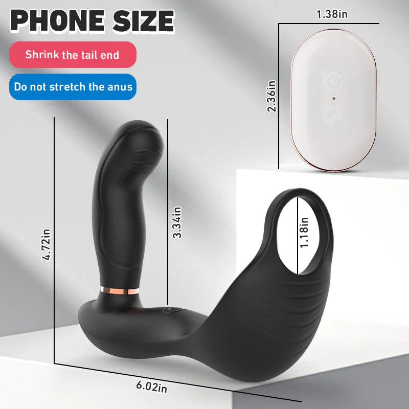 Bill 7X7 Vibrating & Pulsating Balls& Heating Teasing Butt Plug with Cock Ring - Lusty Time