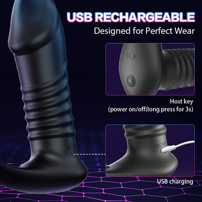 Moore - 10 Thrilling Vibration 3 Thrusting Silicone Remote Control Cock Ring Anal Vibrator - Lusty Time