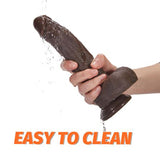 8.7-Inch Remote Control 3-Speed 9-Frequency 3 functions Dildo in Dark Brown - Lusty Time