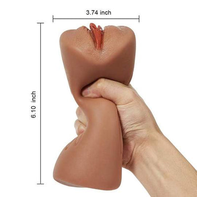 6.1" Bronzed Skin Realistic Clitoris Soft Pocket Pussy Stroker - Lusty Time