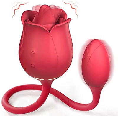 Rose Tongue Vibrator with Vibrating Egg - Lusty Time