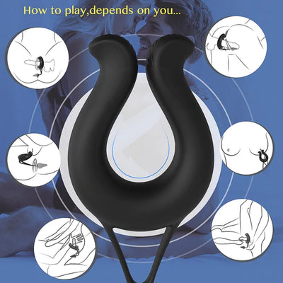 9 MODES VIBRATING COCK RING & ANUL PLUG MASSAGER - Lusty Time